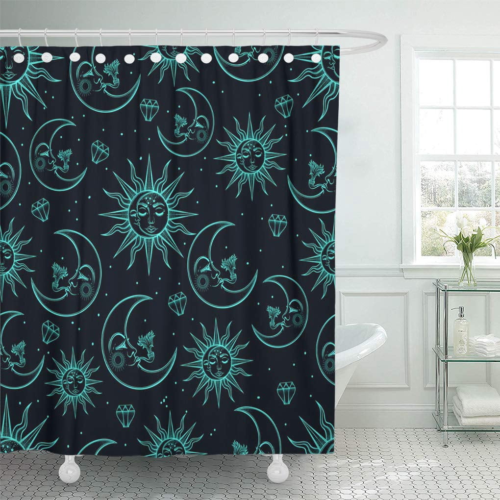 Cynlon Vintage That Consists Of Pictures The Sun Moon Bathroom Decor Bath Shower Curtain 60x72 Inch Walmart Com Walmart Com