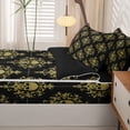thumbnail image 5 of Homewish Black Gold Skull Damask Zipper Queen Comforter Set with Fitted Sheet and 2 Pillowcases,Happy Halloween Zipper Bedding Set,Black Reversible,4pcs, 5 of 8
