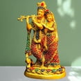 thumbnail image 2 of 10 Inch Brass Radha Krishna Statue with Vibrant Stone Work, Symbol of Love and Devotion, Perfect for Home Decor, Spiritual Altar, Meditation, 2 of 4