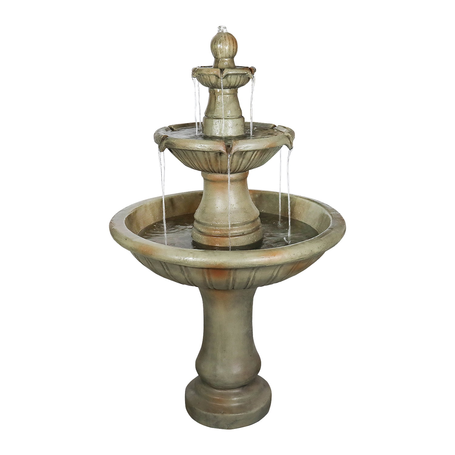 51.5" Outdoor Water Fountain, 2 Tier Pedestal Waterfall Fountain with Pump for Garden Patio Yard Décor