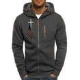 thumbnail image 2 of Txeol Mens Zip Up Hoodies American Flag Cross Graphic Sweatshirts Long Sleeve Lightweight Casual Patriotic Jackets,Dark Gray,S, 2 of 3