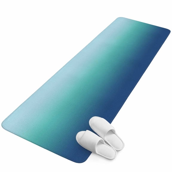 Runner Rug 1.64'x5.25', Teal Blue Ombre Non Slip Backing Floor Mats Soft Area Rugs, Absorbent Muddy Dirt Trapping Carpet for Entryway Hallway Kitchen Bedroom Modern Abstract Art Gradient Aesthetics