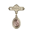 thumbnail image 1 of 14kt Yellow Gold Baby Badge with Pink Miraculous Charm and Godchild Pin, 1 of 1