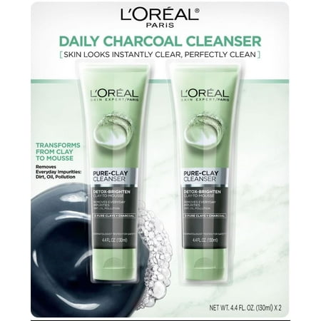 detoxify and brighten charcoal cleanser for dull skin l or 233 al loreal clay cleanser detox brighten charcoal 4 4 oz each walmart detoxify and brighten charcoal cleanser for dull skin l or 233 al loreal clay cleanser detox brighten charcoal 4 4 oz each walmart
