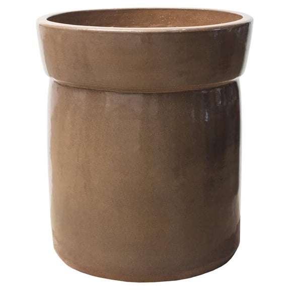 Afuera Living  Modern 22" Round Modern Planter in Taupe Brown