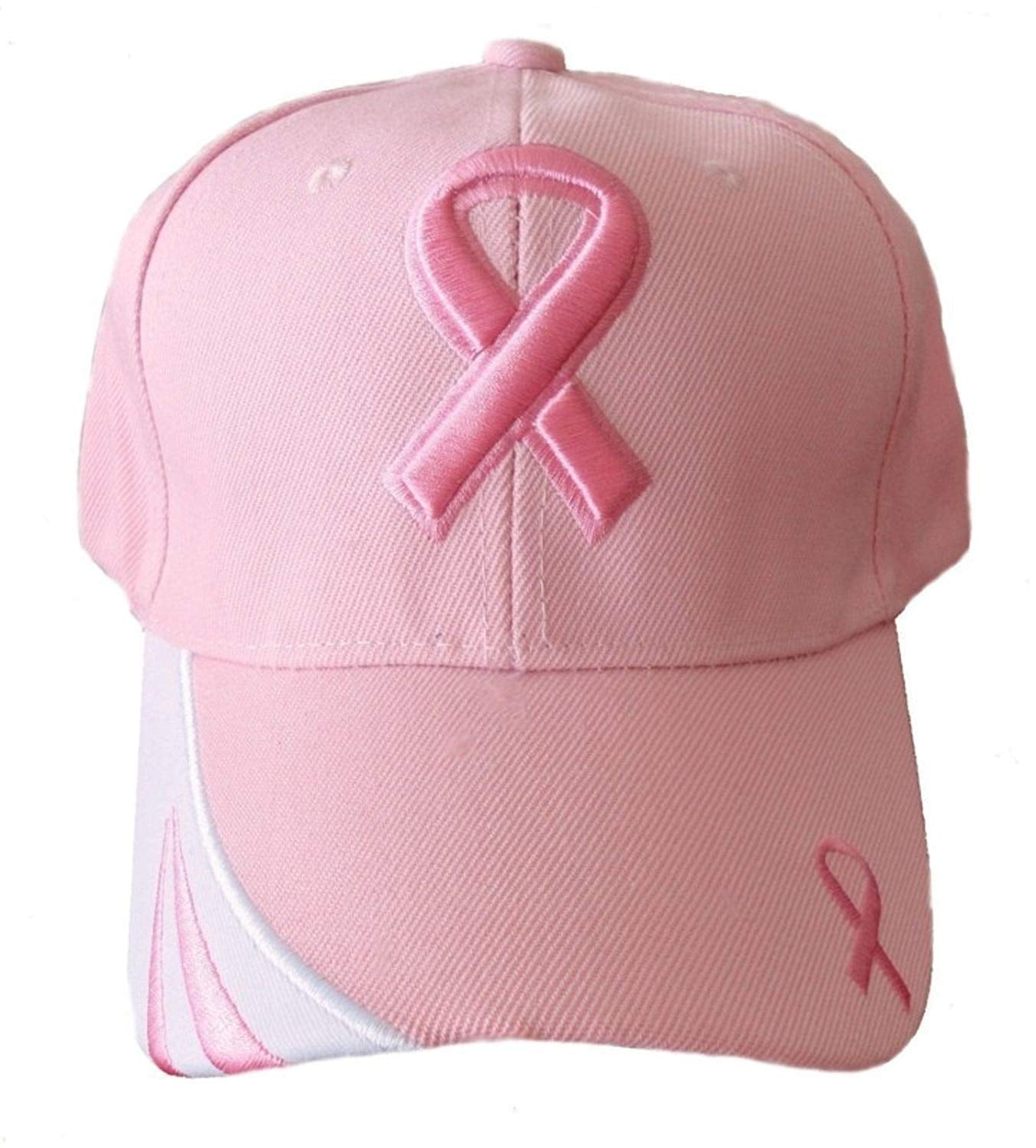 Breast Cancer Awareness “Pink Ribbon” Baseball Hat - Pink w/White Trim