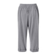 thumbnail image 5 of Capri Pants for Women 2025 Linen Casual Drawstring Elastic Waist Cargo Capris with Large Pocket Womens Cropped Pants, 5 of 7