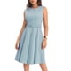 thumbnail image 1 of Vestido sin mangas para mujer INSPIRE CHIC con cremallera, cinturón, corte acampanado, midi, ideal para el trabajo, talla XL, gris azul, 1 of 6