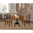 thumbnail image 5 of International Concepts Solid Wood 3-Piece Dining Set with 36 in. Round Dining Table with 12 in. Leaf and 2 Ladder Back Madrid Chairs in Black/Cherry, 5 of 7