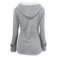 thumbnail image 4 of IROINNID Fleece Jacket for Women Winter Thermal Plush Warm Button Thicken Jacket Long Sleeve Hooded Outwear Coat with Pocket,Gray, 4 of 7