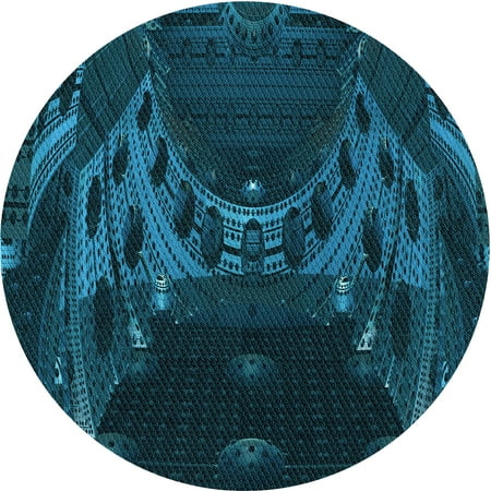 

Ahgly Company Indoor Round Patterned Blue Eyes Blue Area Rugs 4 Round