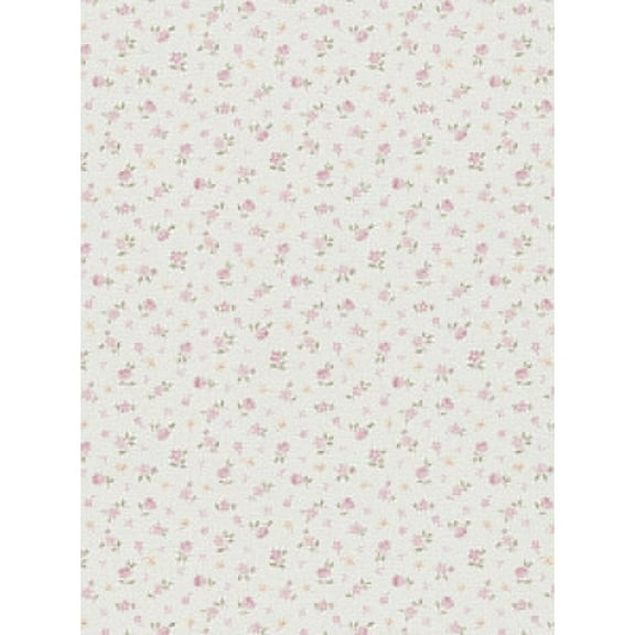 Concord Wallcoverings Textured Wallpaper Floral, Cream Pink Green, 21 In x 33 Ft (56 sq. ft), 937682