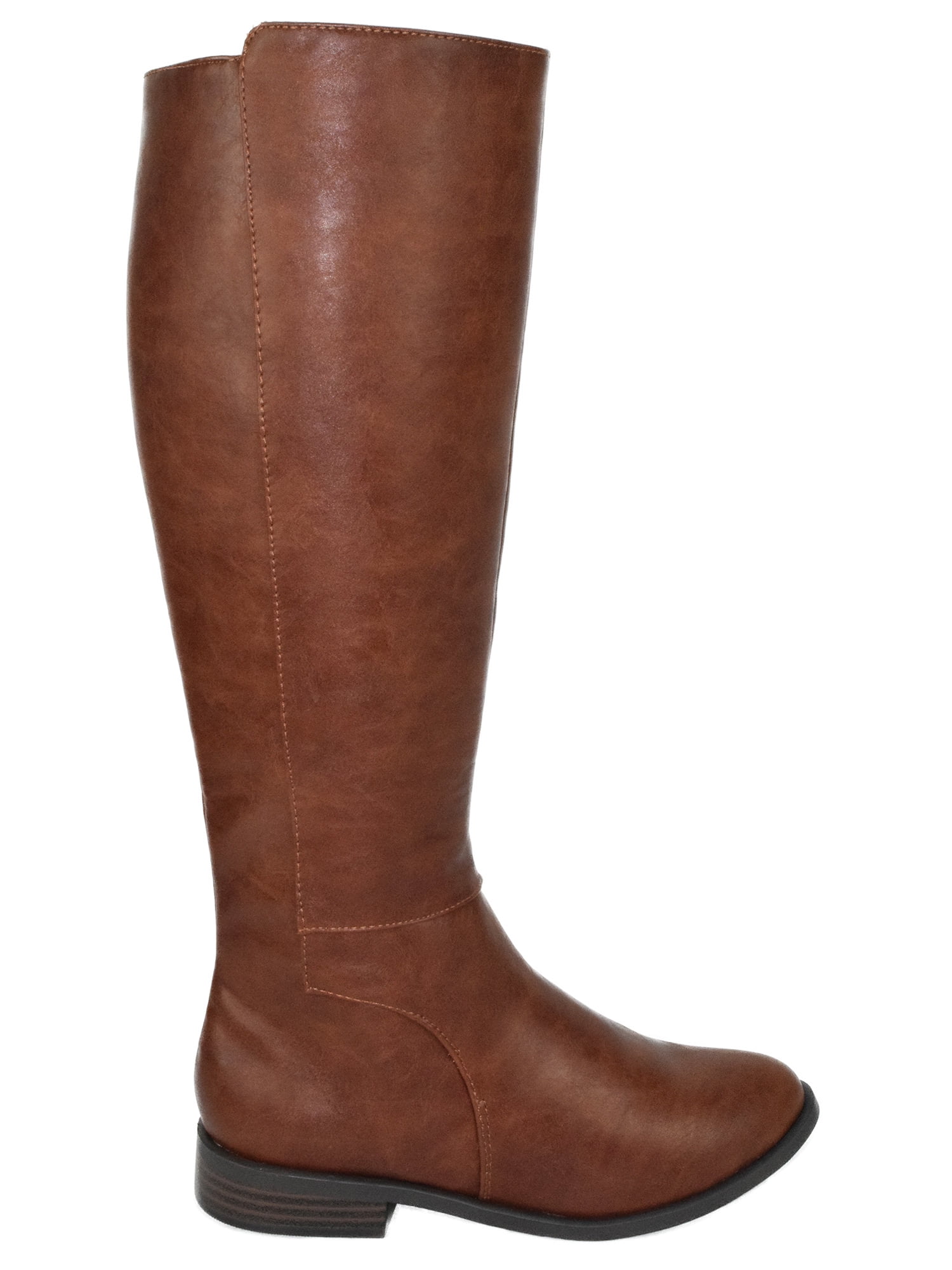 City Classified - Kauri Tan Brown City Classified Women Flat Basic Riding Boots Side Zipper Knee High 7.5