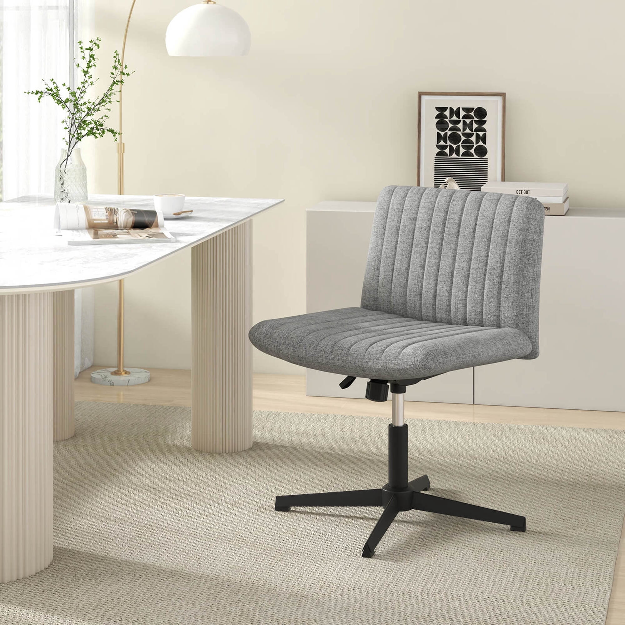 Costway Criss Cross Legged Office Chair Ergonomic Mid Back Computer Desk Chair Gray