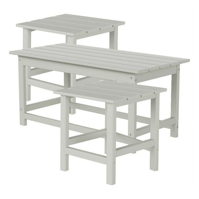 Paradise 3-Piece Set Outdoor Patio Adirondack Coffee Table and Square Side Table