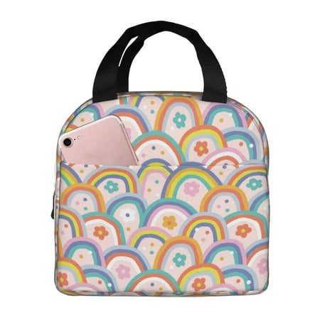 Insulated Lunch Bag for Women Men - Rainbow flowers A Leakproof Cooler Lunch Box for Women Men  Lunch Tote Bags for Work School Picnic Travel