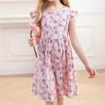 thumbnail image 4 of Yammkia Kids Dresses Girls Summer Dress A-line Round Neck Floral Ruffle Dress for Girls 6 9 12 18 24 Months 2T 3T 4T (Dark Purple,Size 6-7 Years), 4 of 4