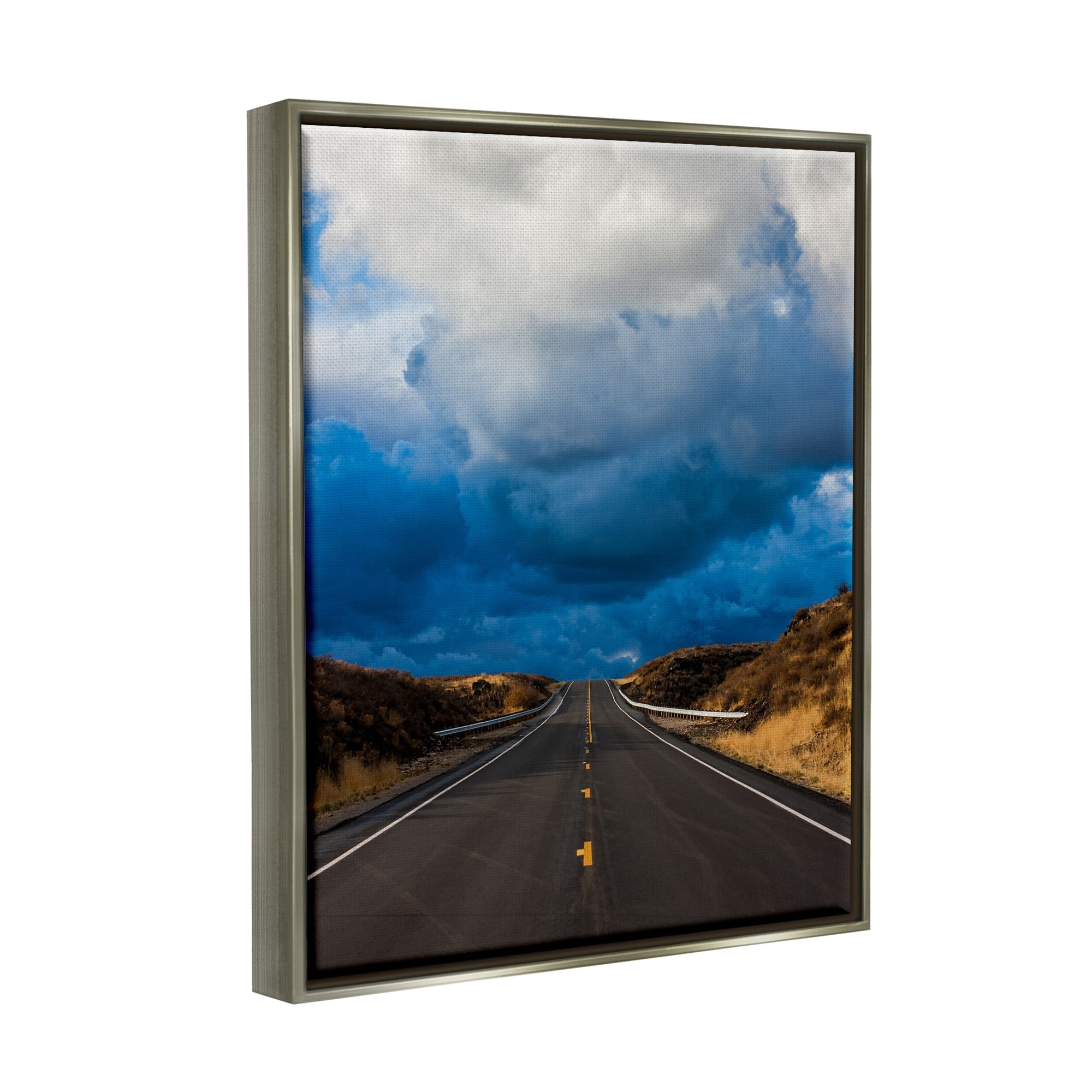 Stupell Industries Highway Road Low Hanging Clouds Rural Countryside Photograph Luster Gray Floating Framed Canvas Print Wall Art, Design by Steve Smith