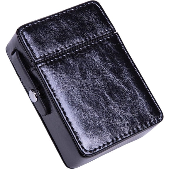 Leather Cigarette Case with Lighter Holder Cigarette Storage Case Retro Cigarette Organizer for Men Women Travel Daily