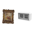 thumbnail image 1 of Marco de fotos floral tallado a mano con reloj de escritorio antiguo y grande para oficina, dormitorio, decoración del hogar, regalo de boda, mesa de, 1 of 8