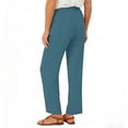 thumbnail image 4 of Cropped Pants Women Elastic Waist, Straight Leg Casual ankle length Trousers with Pockets for Everyday Summer travel Light Blue XXL, 4 of 6