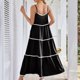 thumbnail image 5 of Vestidos Puntoco para mujer, vestidos elegantes a la moda de verano con espalda descubierta y encaje en capas, sin mangas, con bolsillo y cintura, 5 of 8