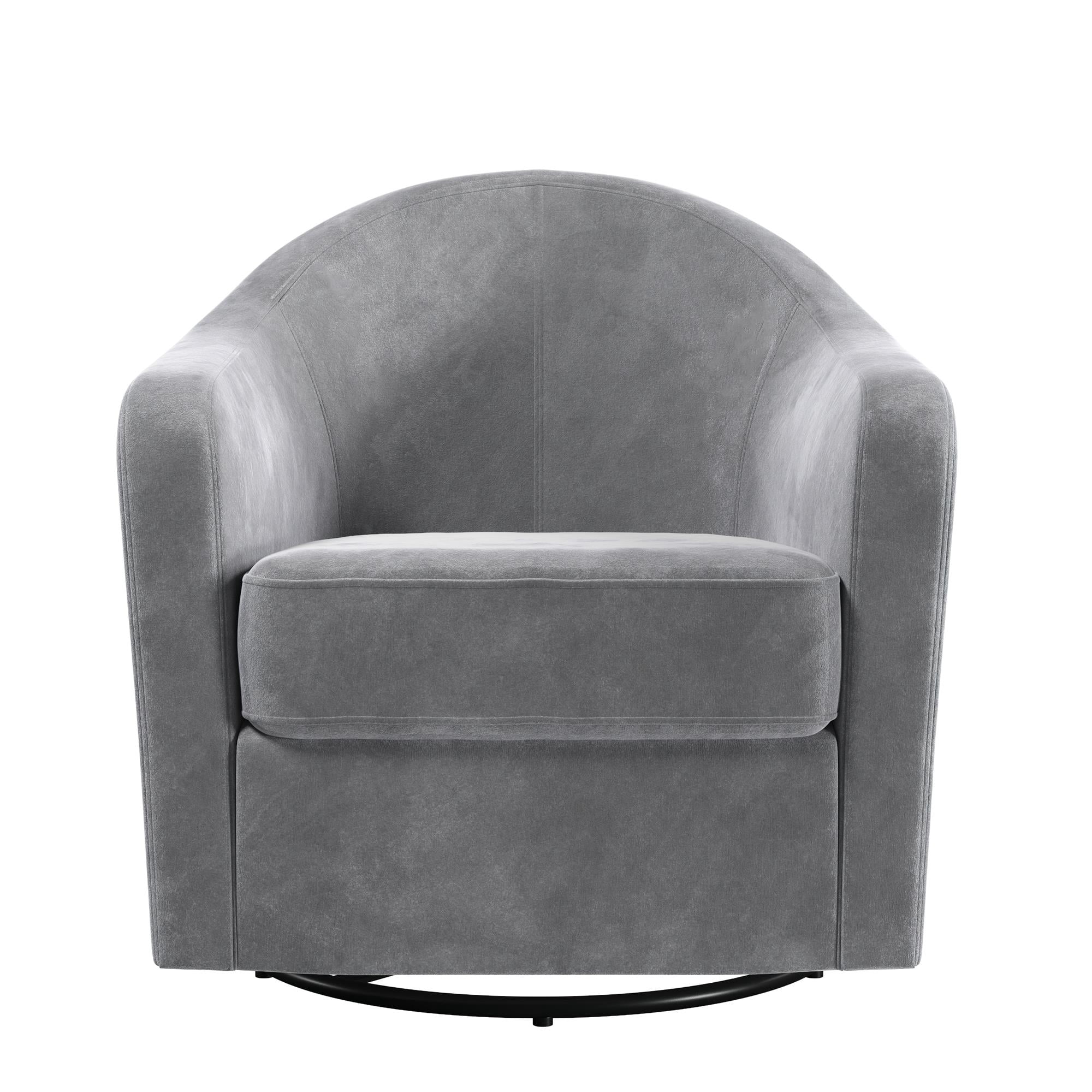DHP Gentle Swivel Curved Accent Chair, Light Gray Velvet