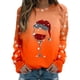 thumbnail image 1 of Gibobby Sudaderas navideñas Moda para mujer Navidad Estampado Sudadera Cuello redondo Ajuste Tops Casual Manga larga Camisas de entrenamiento Blusa suelta(Naranja,XG), 1 of 5