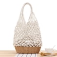 thumbnail image 3 of Bolsa de Paja de Embrague Salvador Bolsa de Playa Tote de Tejido de Red de Pesca para Mujer Blanco, 3 of 6