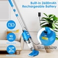 thumbnail image 4 of JelyHT Cordless Handheld Pool Vacuum, IPX8 Waterproof with Telescopic Pole, 21 GPM Suction & 90 Min Runtime for Swimming Pools, Blue, 4 of 11
