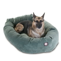 Majestic Pet Villa Velvet Bagel Pet Bed for Dogs, Calming Dog Bed Washable, Extra Large, Azure