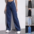 thumbnail image 5 of Jean Ample Mignon pour Fille à Jambe Grand, Taille Haute Élastique, Pantalon en Denim avec Poches, 5 of 5