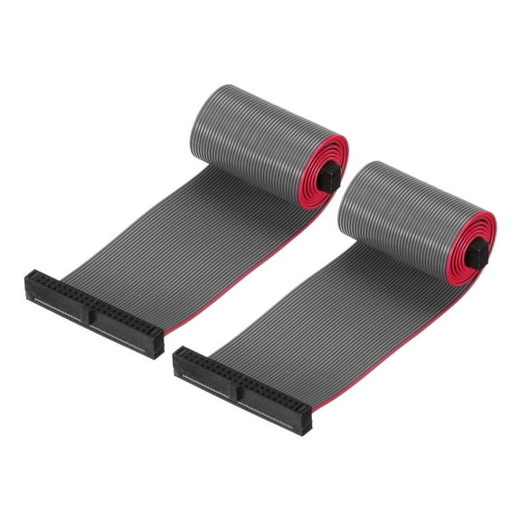 IDC 40Pin Flat Ribbon Cable, 1.27mm Pitch FC to FC Connector 30cm Length Grey Jumper Wire Computer DVD, 2Pcs