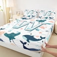 thumbnail image 4 of jejeloiu Ocean Life Monogram W Queen Sheet Sets For Kids,Underwater Octopus Letter Design Bed Set For Boy,4pcs, 4 of 6