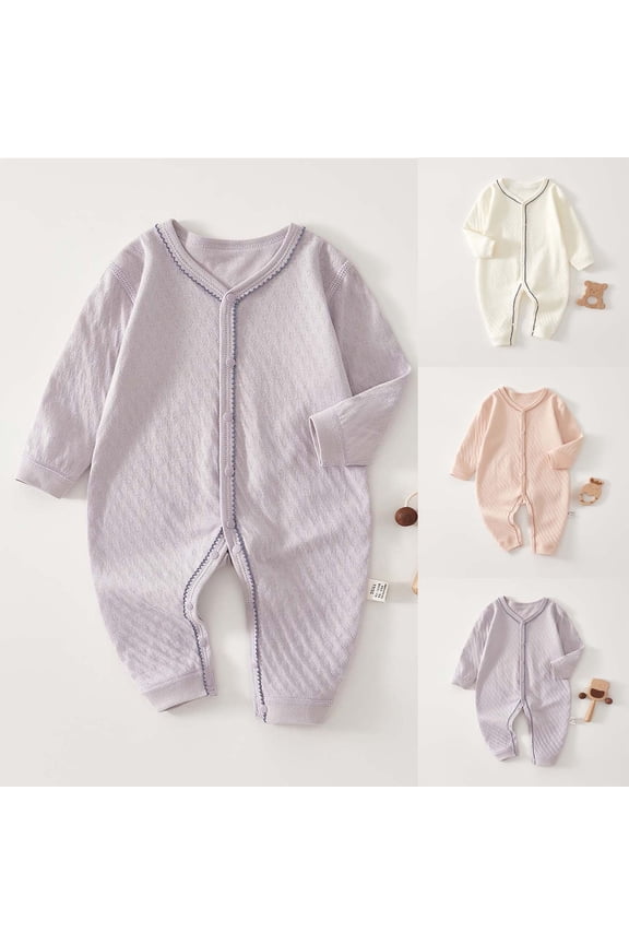 Newborn Sleepers,Baby Boy Clothes,Long Sleeve Onsies for Girls Boys Bodysuits Newborn Infant Ribbed Fall Baby Girl Romper Undershirt Purple 0-3 Months