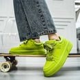 thumbnail image 4 of [Laceup Sneakers] Men's Vibrant Lime Green Skate Shoes - Thick Sole, Height-Boosting, Versatile Candy Color Casual Sneakers with Durable PU Upper & PVC Sole, Comfortable Fabric Lining, 4 of 5