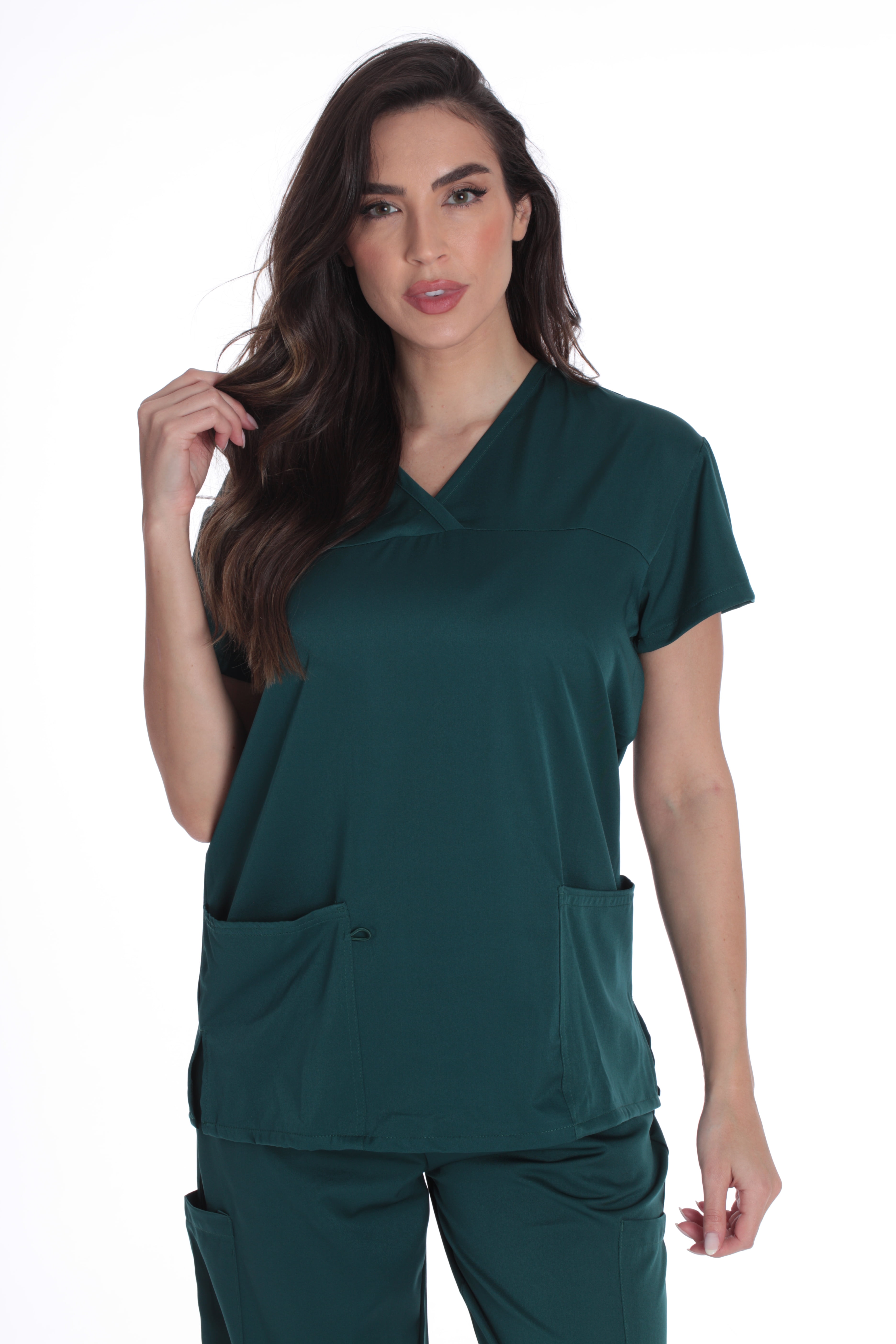 Just Love Solid Stretch Scrub Top for Women Mock Wrap Nursing Shirt ...