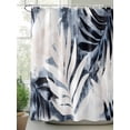 thumbnail image 2 of Fsddascl Vintage Navy Blue Botanical Shower Curtain Set - 60" x 72" Washable Bathtub Curtain with 12 Hooks, Modernism Tropical Leaves Waterproof Fabric Stall Shower Curtains for Bathroom/Bathtub, 2 of 6