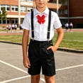 thumbnail image 2 of Boys formal Slim Fit Boy Shorts Set of 4 Pcs, Gentleman Wedding Outfits, formal Dress Set Red-A, 2 of 6