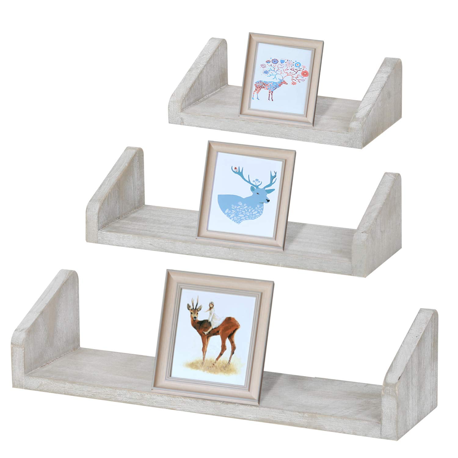 Rustic Wood Wall Shelves Set of 3 NEX Floating Shelves for Wall Mounted 