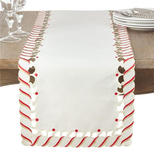 SARO 1633.I1672B 16 x 72 Po Rectangle Canne à Sucre Table Runner Ivoire