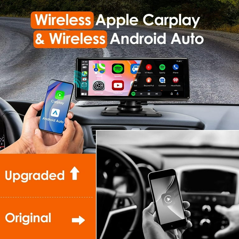 Wireless Apple CarPlay Dash Mount Portable Car Stereo, Android