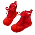 thumbnail image 4 of Huowey Children Shoes Heel Ankle Boots Comfortable Soft Sole Casual Anti-Slip Boots Lace Up Classic Footwear,Red,4.5-5T, 4 of 6