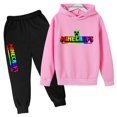 thumbnail image 3 of Conjunto de 2 piezas con capucha y pantalones de jogging para niños de 2 a 13 años, ropa informal con estampado de dibujos animados, para primavera y otoño, 3 of 5