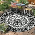 thumbnail image 2 of Aonewoe Round Outdoor Rugs 10Ft Waterproof Patio Plastic Straw Rug Reversible Camping Carpet Indoor Outdoor Area Rug for Patio,Deck,Balcony,Picnic,Beach,Outside, 2 of 8