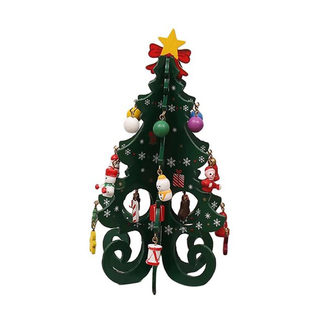 Árbol de Navidad Decoraciones navideñas Escritorio decorativo con pequeño adorno colgante para Verde