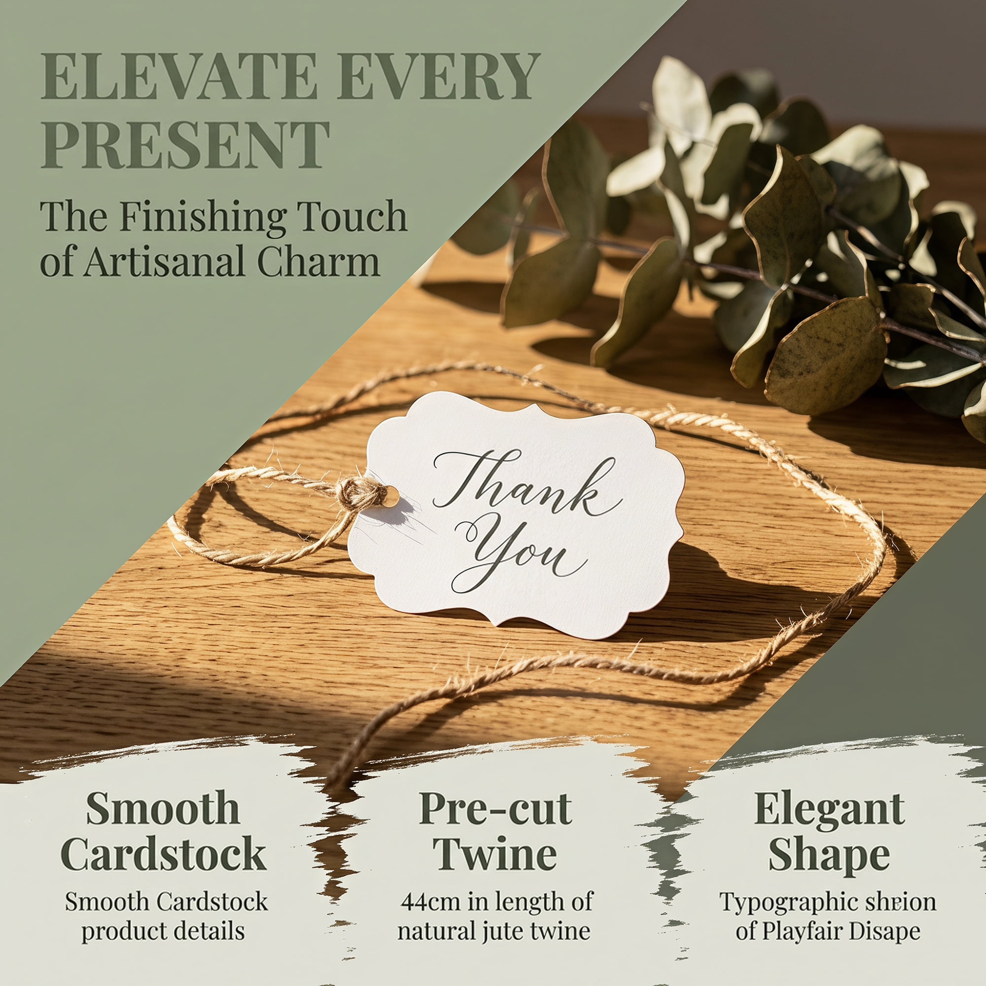 Unique Bargains Gift Tags with Twine for Crafting and Presenting Gifts 1.2" x 2" White