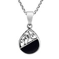 thumbnail image 2 of Ocean Teardrop Filigree Waves Black Onyx Stone on Sterling Silver Necklace, 2 of 6
