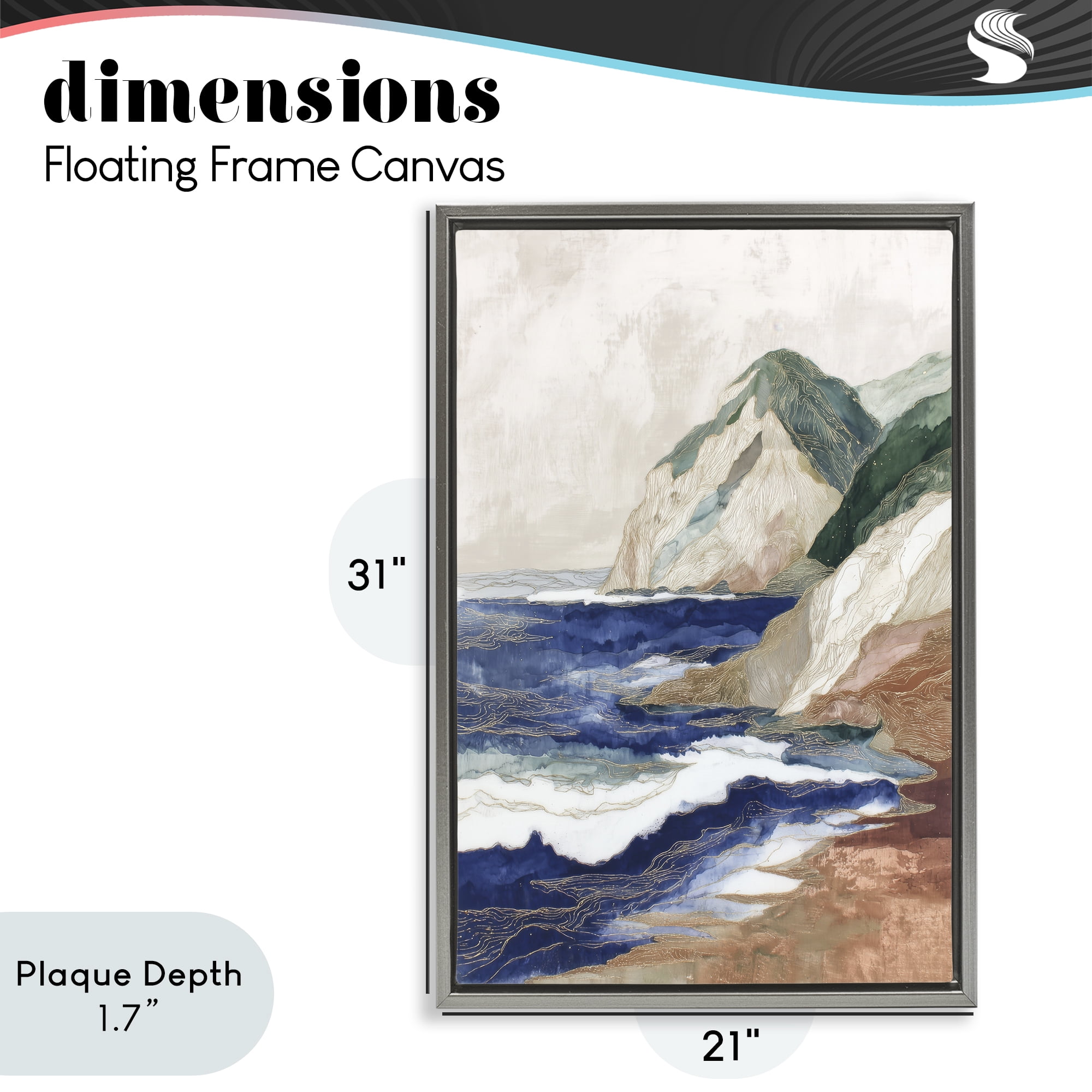 Stupell Industries Cliff Next To The Sea Gray Framed Floater Canvas Wall Art, design by Chromatic Storm Studio