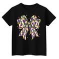 thumbnail image 4 of Abcomgle Girls Mardi Gras T-Shirt Carnival Purple Green Yellow Bow Shirts for Kids Girls Crewneck Short Sleeve T-Shirts for Kid Girls Spring Funny Parade Blouses for Girls, 4 of 5